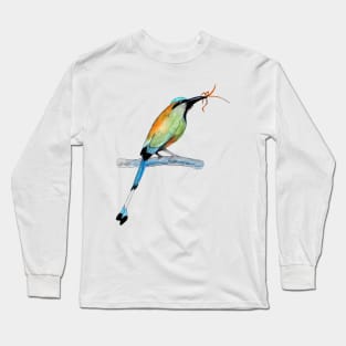 Blue Crowned Motmot Painting Long Sleeve T-Shirt